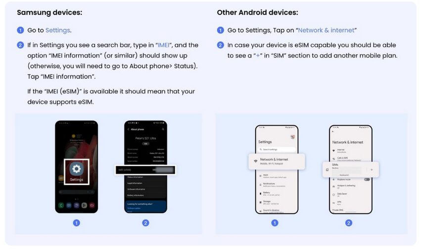 how to check if your phone is compatible with eSIM card - samsung