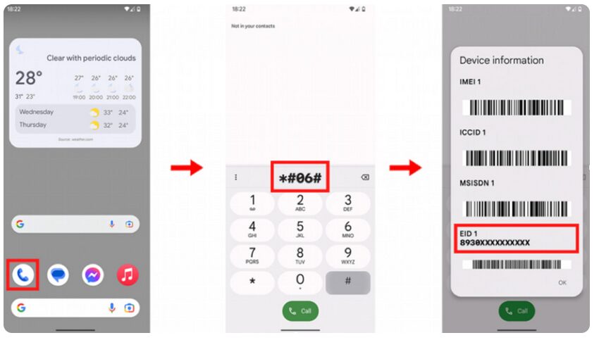 dialing to check device information